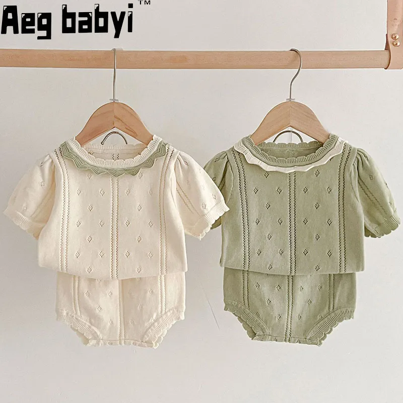 2Pcs Summer Baby Boys Girls Clothing Sets Solid Color Soft Loose Short Sleeve + Shorts Hollow Out Outfits Children Knitted Suit
2Pcs Summer Baby Boys Girls Clothing Sets Solid Color Soft Loose Short Sleeve + Shorts Hollow Out Outfits Children Knitted Suit