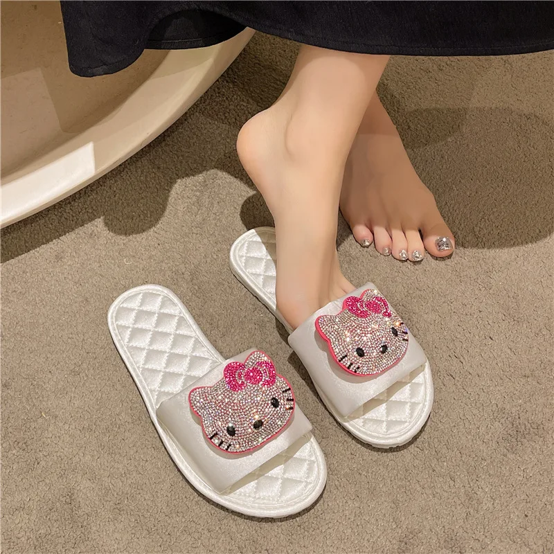 Multi-Color Hello Kitty Rhinestone Themed Slippers Soft Satin Upper Comfort Quilted Sole Sandals for Bedroom and Daily Casual
Multi-Color Hello Kitty Rhinestone Themed Slippers Soft Satin Upper Comfort Quilted Sole Sandals for Bedroom and Daily Casual