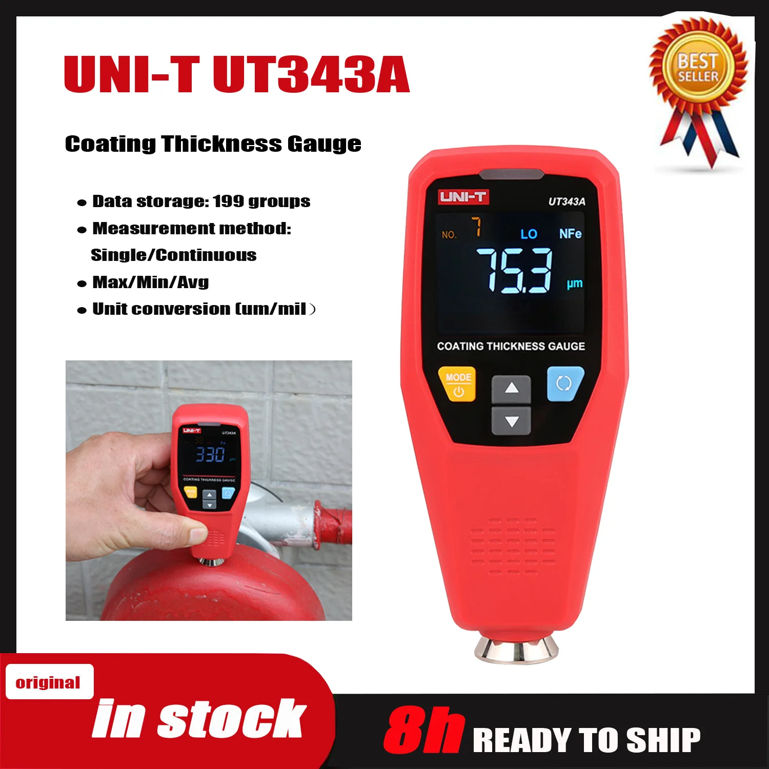 UNI-T UT343A Digital Car Coating Thickness Gauge Film Paint Tester Lacquer Meter Automotive Tools Measuring FE/NFE
UNI-T UT343A Digital Car Coating Thickness Gauge Film Paint Tester Lacquer Meter Automotive Tools Measuring FE/NFE