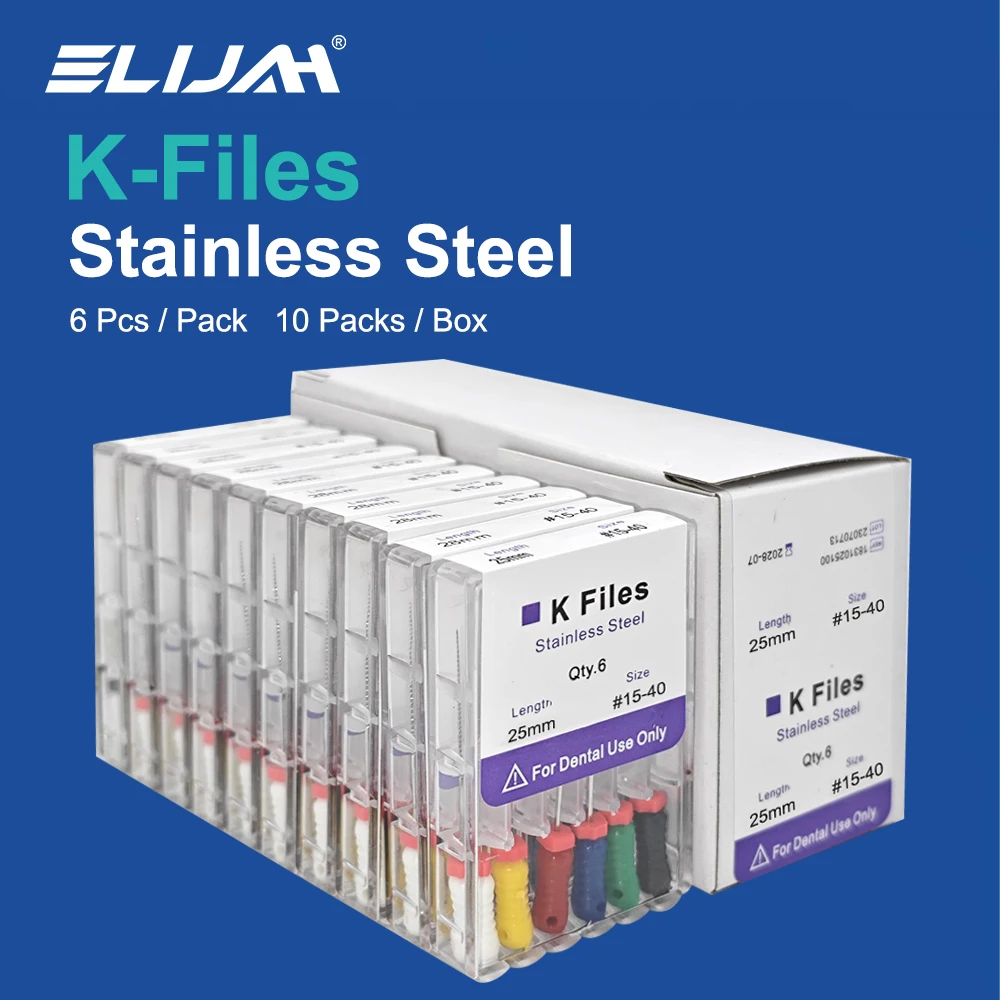 ELIJAH 10Box/Packs Dental Endodontic Files 21/25/28/31mm Hand Use K-Files Stainless Steel Root Canal File Dentistry Instruments
ELIJAH 10Box/Packs Dental Endodontic Files 21/25/28/31mm Hand Use K-Files Stainless Steel Root Canal File Dentistry Instruments