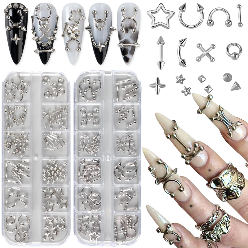 12 Grids Goth Punk Nail Charms Studs Y2K Piercing Designs Metallic Silvery Nails Art Rivets 3D Stars Alloy Nail Art Decorations Nails Art Nail Art Decorations Ноготь
12 Grids Goth Punk Nail Charms Studs Y2K Piercing Designs Metallic Silvery Nails Art Rivets 3D Stars Alloy Nail Art Decorations Nails Art Nail Art Decorations Ноготь