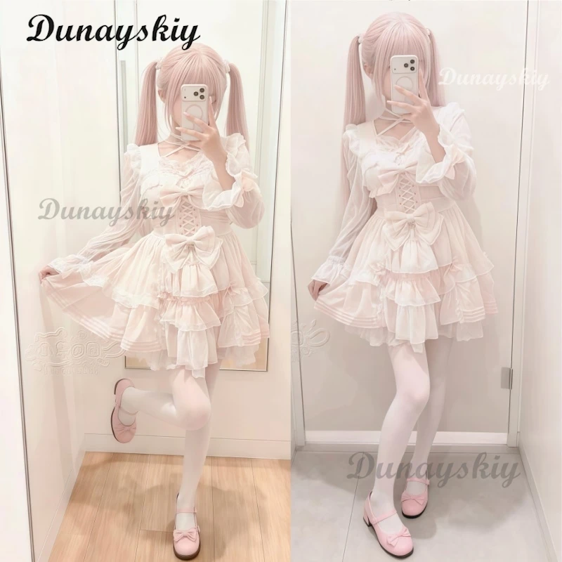 Jirai Kei Japanese Sweet Cute Lolita Short-sleeve Dress Women Girls New Summer Slimming Height-enhancing Ruffle Trim Bow Dress
Jirai Kei Japanese Sweet Cute Lolita Short-sleeve Dress Women Girls New Summer Slimming Height-enhancing Ruffle Trim Bow Dress