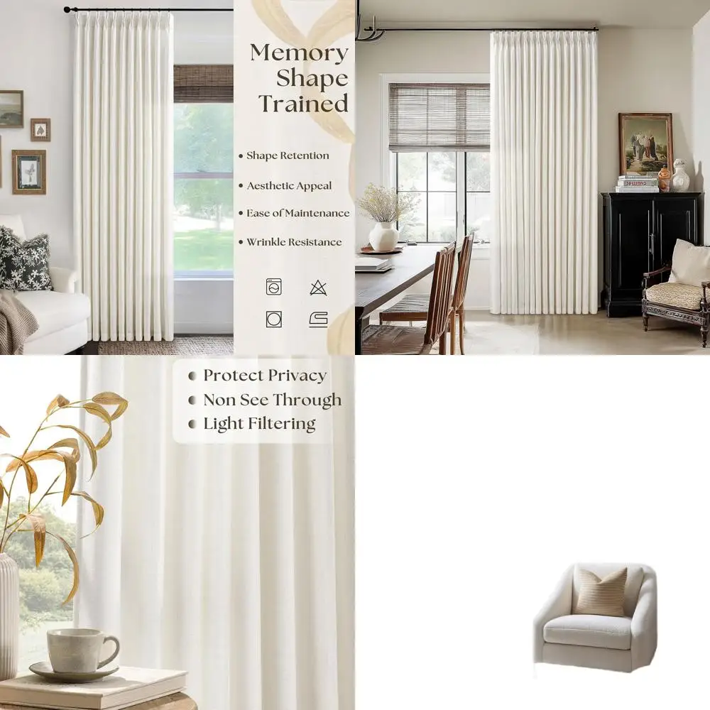 Широкие (70 дюймов) и длинные (96 дюймов) кремовые льняные шторы для гостиных с эффектом рассеивания света, в стиле бохо, с плиссировкой, крючками и кольцами в комплекте
Широкие (70 дюймов) и длинные (96 дюймов) кремовые льняные шторы для гостиных с эффектом рассеивания света, в стиле бохо, с плиссировкой, крючками и кольцами в комплекте