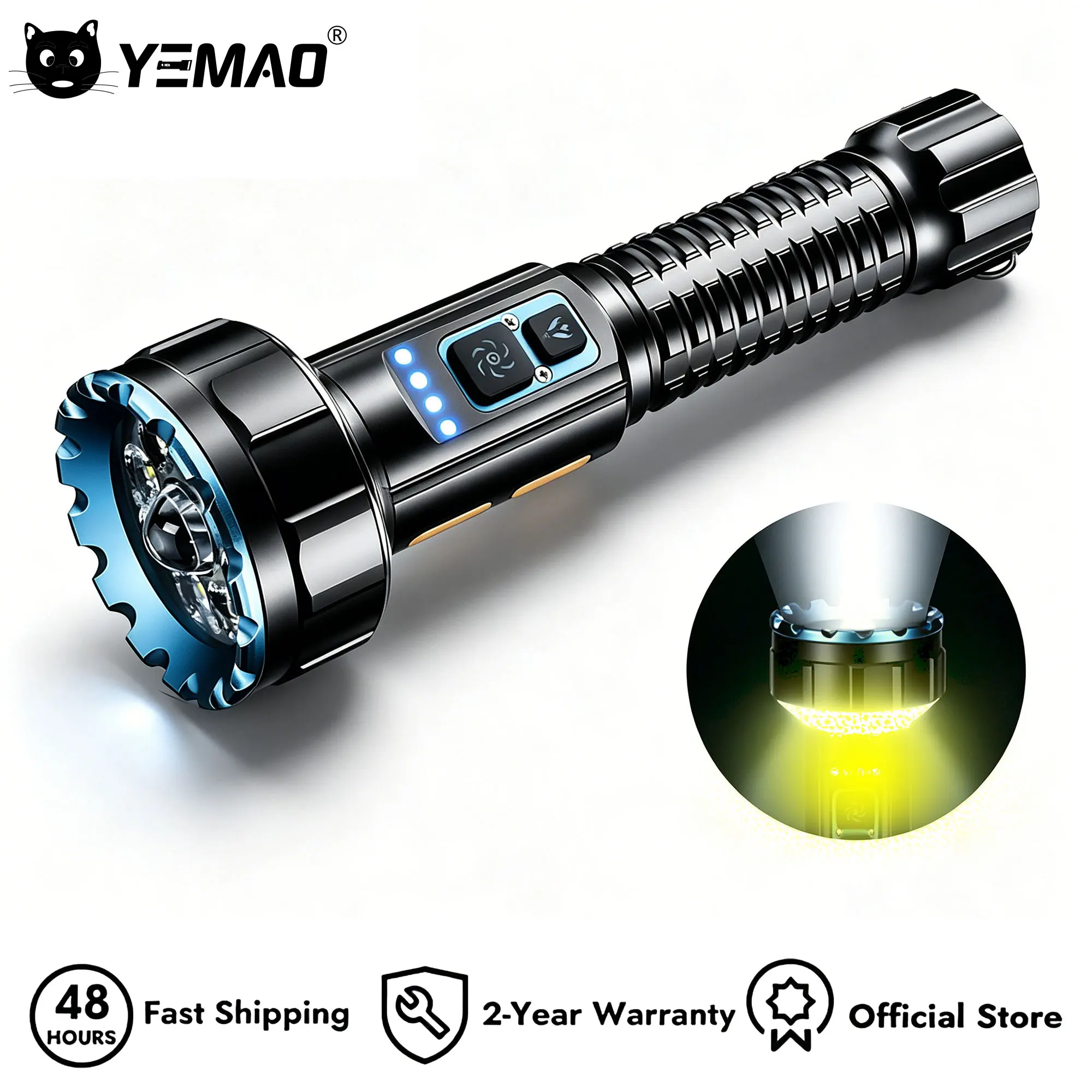 YEMAO F609X 2000LM Flashlight 21700 Battery Rechargeable Waterproof LED+COB Bidirectional Lighting Camping Torch with Magnetic
YEMAO F609X 2000LM Flashlight 21700 Battery Rechargeable Waterproof LED+COB Bidirectional Lighting Camping Torch with Magnetic