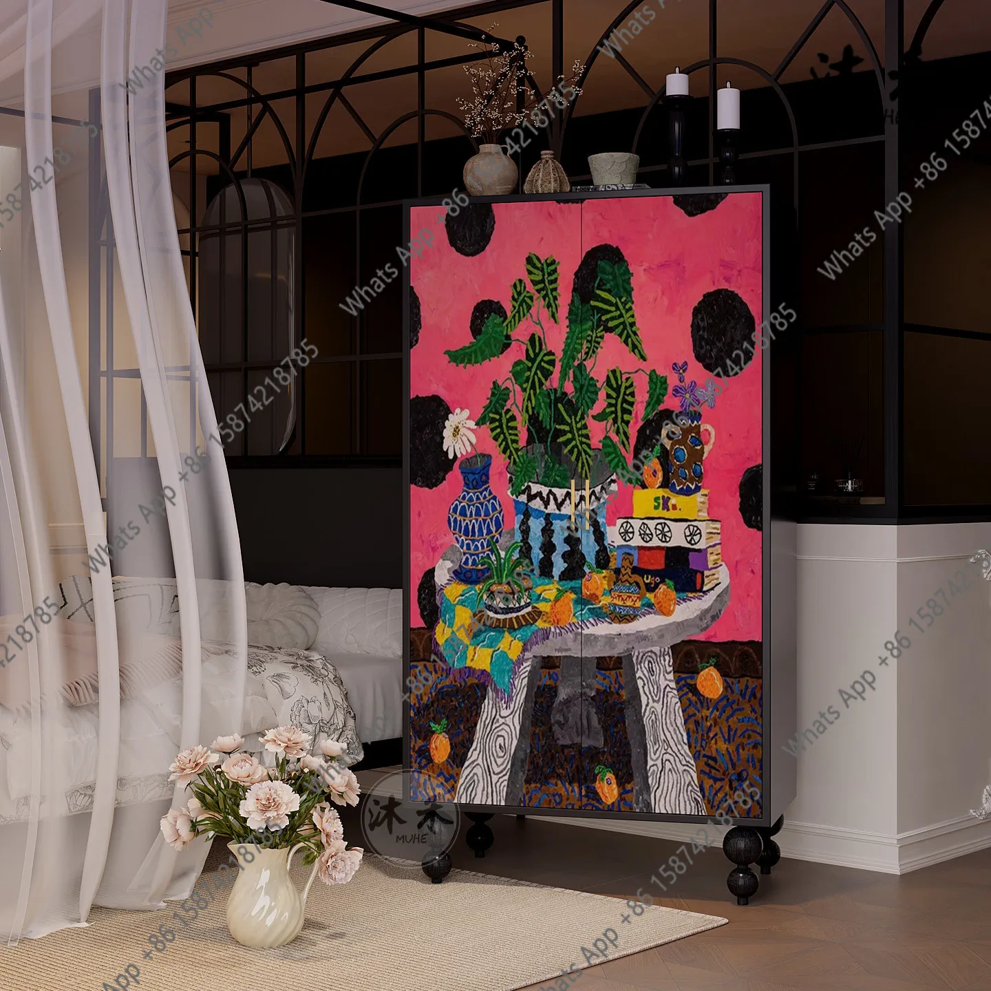 Маленький шкаф для квартиры, гардеробная, из массива дерева, креативный, расписанный, дизайнерский, модный.
Маленький шкаф для квартиры, гардеробная, из массива дерева, креативный, расписанный, дизайнерский, модный.