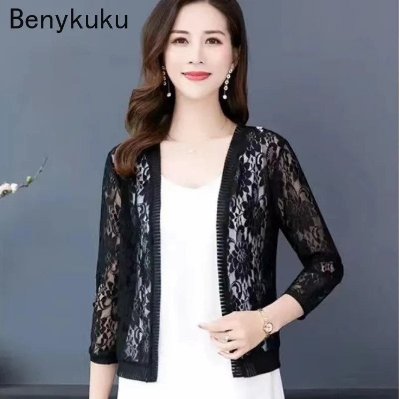Women Lace Cardigan Jacket Summer Thin Coat Bolero 3/4 Sleeve Elegant Floral Lace Mesh Shrug Top Thin Outwear Sun Protection
Women Lace Cardigan Jacket Summer Thin Coat Bolero 3/4 Sleeve Elegant Floral Lace Mesh Shrug Top Thin Outwear Sun Protection