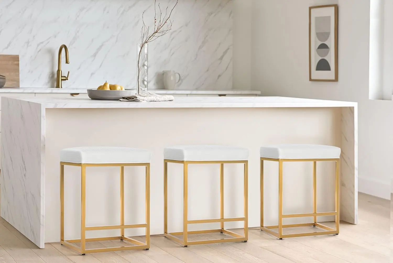White Counter Height Bar Stools Set of 3 for Kitchen Counter 24 Inch Gold Backless Modern Chic Barstools
White Counter Height Bar Stools Set of 3 for Kitchen Counter 24 Inch Gold Backless Modern Chic Barstools
