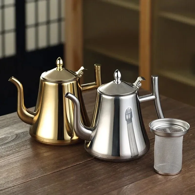 1L/2L Stainless Steel Thicker Water Kettle TeaPot With Filter Metal Gas Stove Induction Cooker Water Kettle Gold Silver
1L/2L Stainless Steel Thicker Water Kettle TeaPot With Filter Metal Gas Stove Induction Cooker Water Kettle Gold Silver