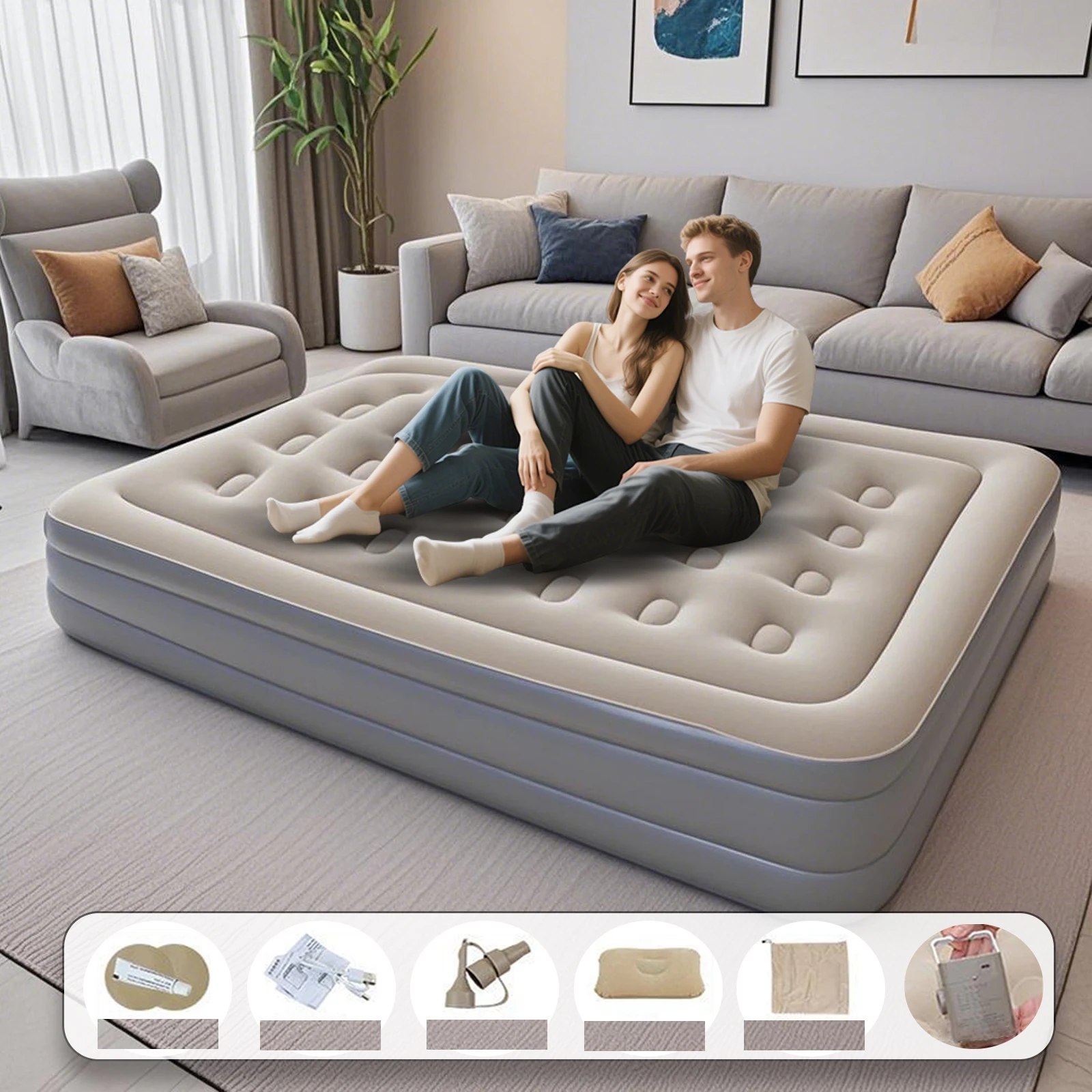 Inflatable Sleeping Air Mattress Glamping Mats Luxury 1-2 Person Indoor Outdoor Lazy Sleeping Mat Increased Height Thickened
Inflatable Sleeping Air Mattress Glamping Mats Luxury 1-2 Person Indoor Outdoor Lazy Sleeping Mat Increased Height Thickened