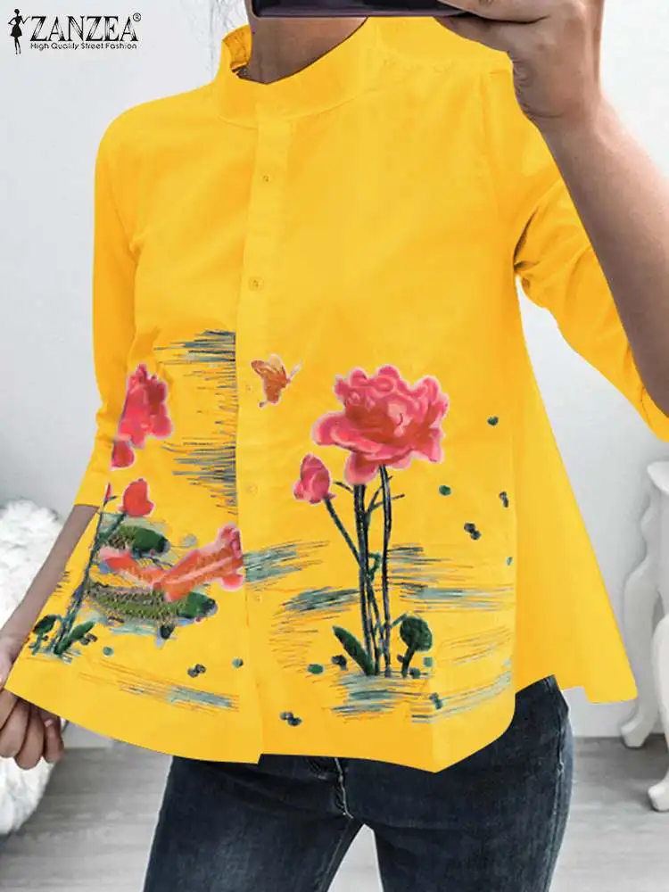 2024 ZANZEA Stylish Tops Women Vintage Printed Shirts Buttons Summer 3/4 Puff Sleeve Casual Blouse Stand Collar Loose Blusas
2024 ZANZEA Stylish Tops Women Vintage Printed Shirts Buttons Summer 3/4 Puff Sleeve Casual Blouse Stand Collar Loose Blusas