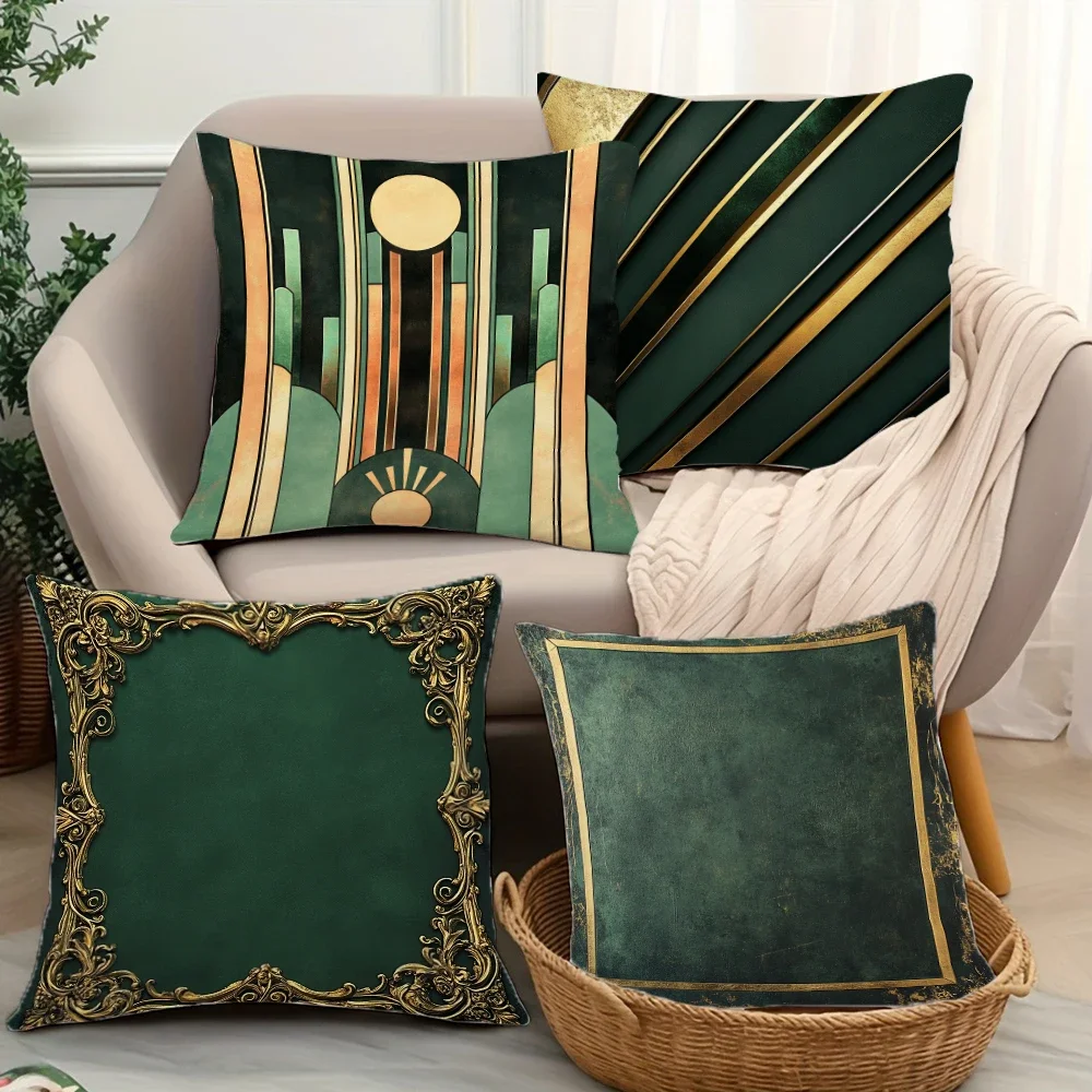 Vintage Green and Gold Geometric Print Pattern Throw Pillow Cover Polyester Cushion Cover Home Decor Pillow Cover with Zipper
Vintage Green and Gold Geometric Print Pattern Throw Pillow Cover Polyester Cushion Cover Home Decor Pillow Cover with Zipper