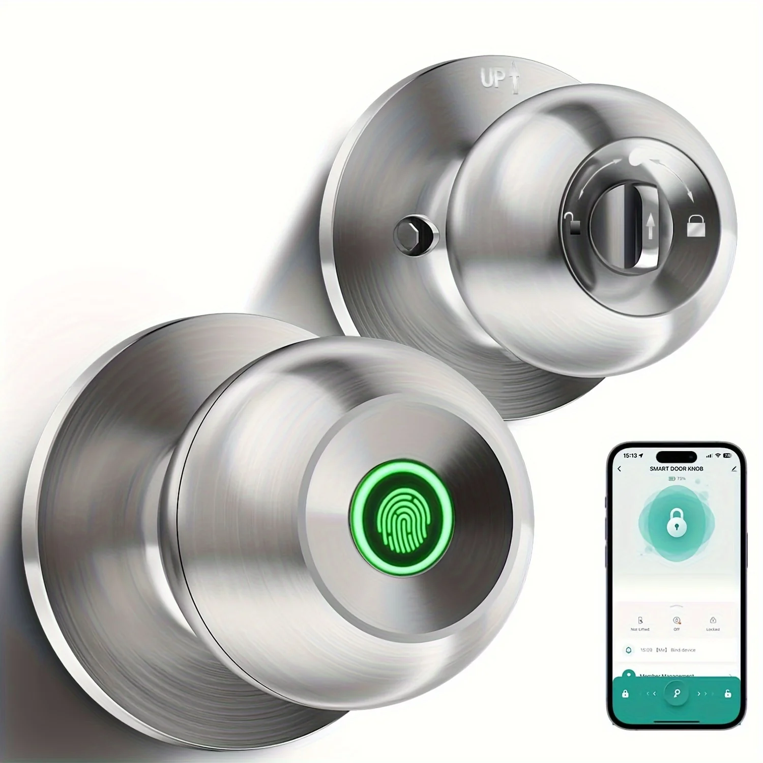 Smart Door Knob, Fingerprint Door Lock Smart Lock Biometric Door Lock Fingerprint Door Knob with App Control Suitable for Bedroom, Cloakroom, Apartments Offices, Hotels - OS10Y
Smart Door Knob, Fingerprint Door Lock Smart Lock Biometric Door Lock Fingerprint Door Knob with App Control Suitable for Bedroom, Cloakroom, Apartments Offices, Hotels - OS10Y