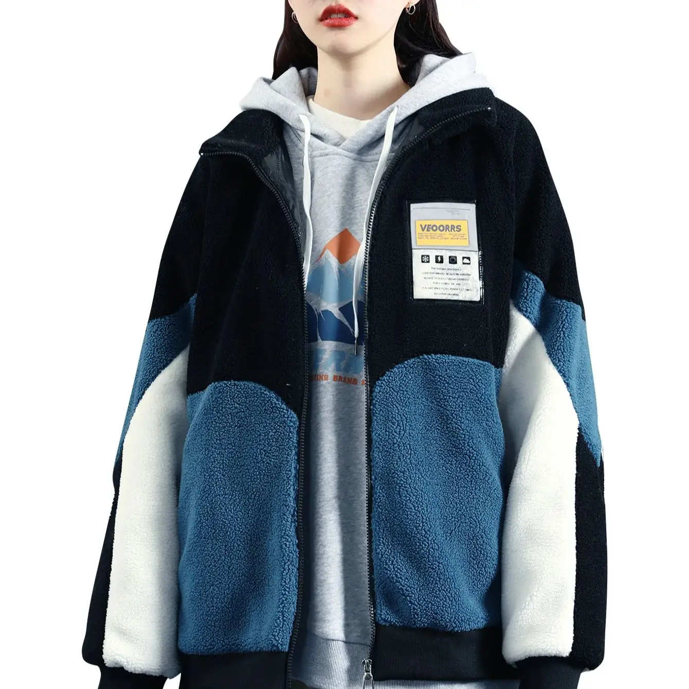 Women's Colour Block Fleece Jacket Fuzzy Sherpa Lining Cozy Full-Zip Stand Collar Thick Warm Fall Winter Outerwear
Women's Colour Block Fleece Jacket Fuzzy Sherpa Lining Cozy Full-Zip Stand Collar Thick Warm Fall Winter Outerwear