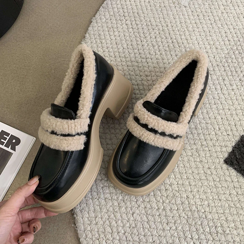 Spring Shoes Female British Platform Casual Loafers Wool Genuine Leather Shoes For Women Thick Heel Slip On Fashion Girls WHSLE
Spring Shoes Female British Platform Casual Loafers Wool Genuine Leather Shoes For Women Thick Heel Slip On Fashion Girls WHSLE