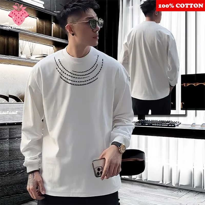 2025 New Autumn Long sleeved T-shirt Men's 100% Cotton American Digital Design Print White T-shirt Loose Y2k Top mens clothing
2025 New Autumn Long sleeved T-shirt Men's 100% Cotton American Digital Design Print White T-shirt Loose Y2k Top mens clothing