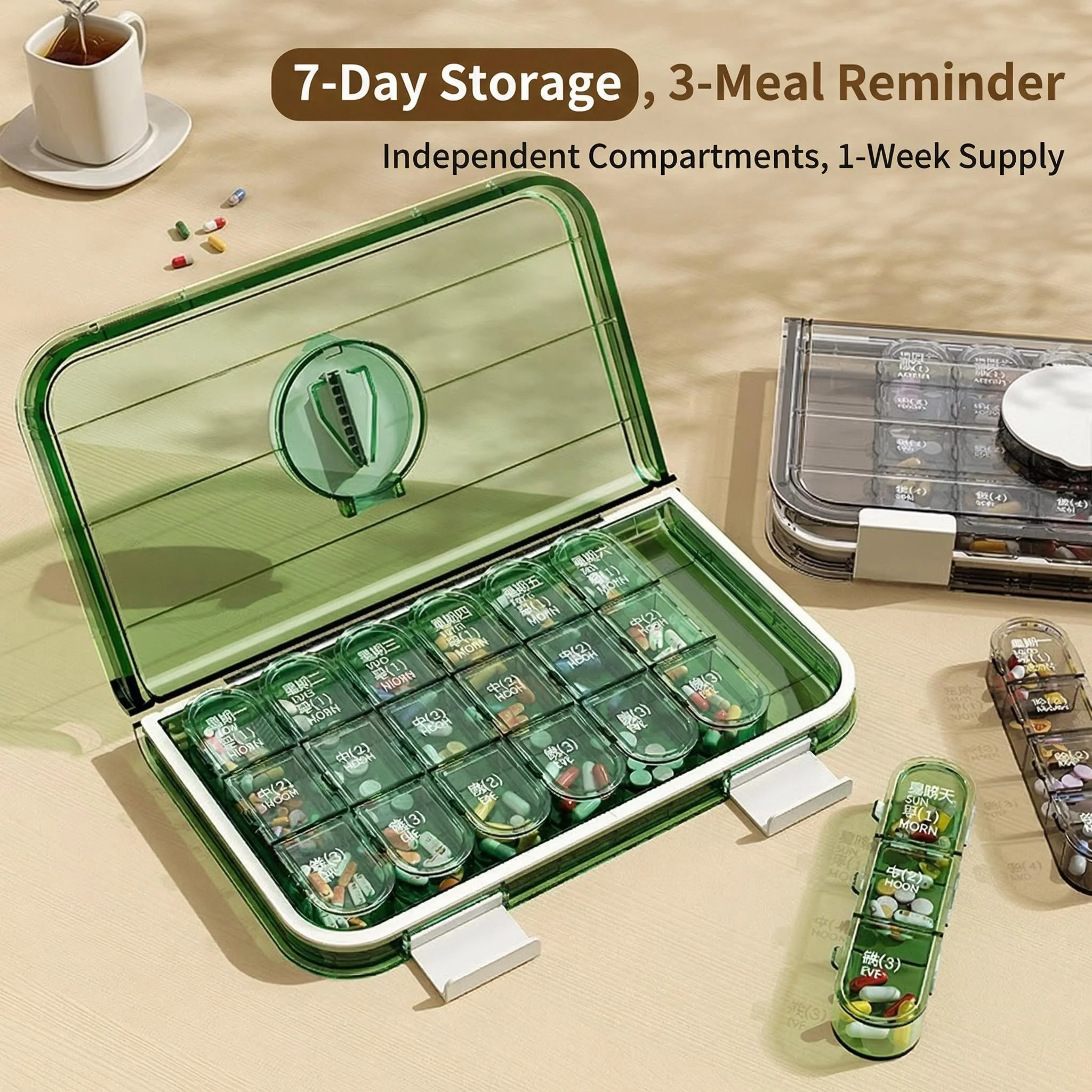 Portable medicine box, portable medicine packaging box, three meals a day medicine dispenser, large capacity pill storage box
Portable medicine box, portable medicine packaging box, three meals a day medicine dispenser, large capacity pill storage box
