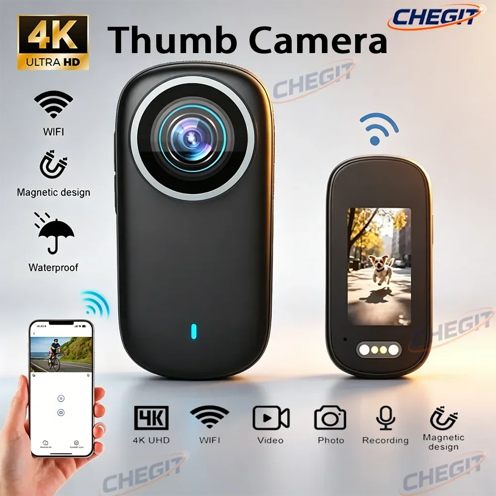 4K Wireless Mini Thumb Cam, Portable Body Camera with Wide Angle Waterproof Dustproof Sports Cam for Cycling Outdoor
4K Wireless Mini Thumb Cam, Portable Body Camera with Wide Angle Waterproof Dustproof Sports Cam for Cycling Outdoor