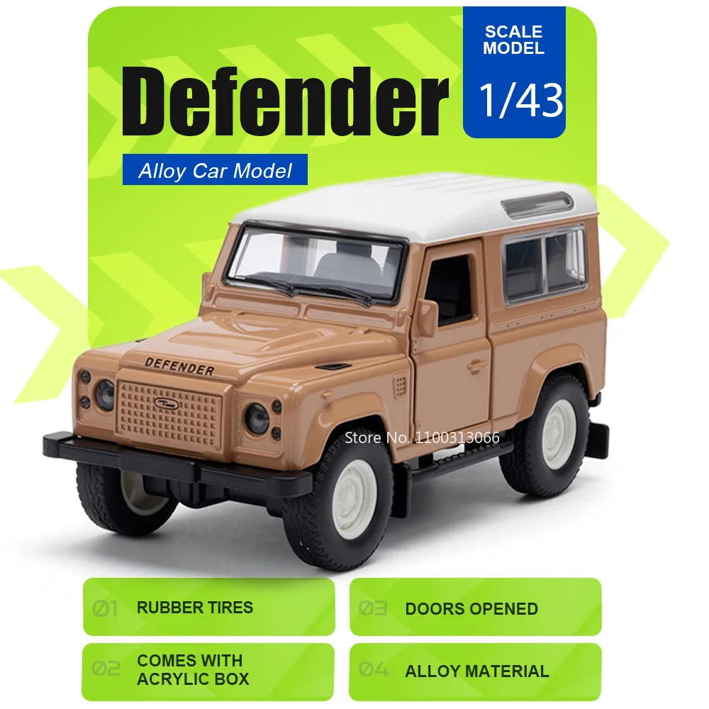 1:43 Defender Off-road Vehicle Diecast Alloy Car Model Toy Doors Opened Rubber Tire Comes with Acrylic Box Vehicess Gift for Kid
1:43 Defender Off-road Vehicle Diecast Alloy Car Model Toy Doors Opened Rubber Tire Comes with Acrylic Box Vehicess Gift for Kid