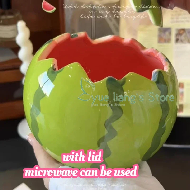 Watermelon Bowl, Cute High-value Household Ceramic Bowl with Large Capacity and Lid, Microwave Can Be Used for Salad Noodle Bowl
Watermelon Bowl, Cute High-value Household Ceramic Bowl with Large Capacity and Lid, Microwave Can Be Used for Salad Noodle Bowl
