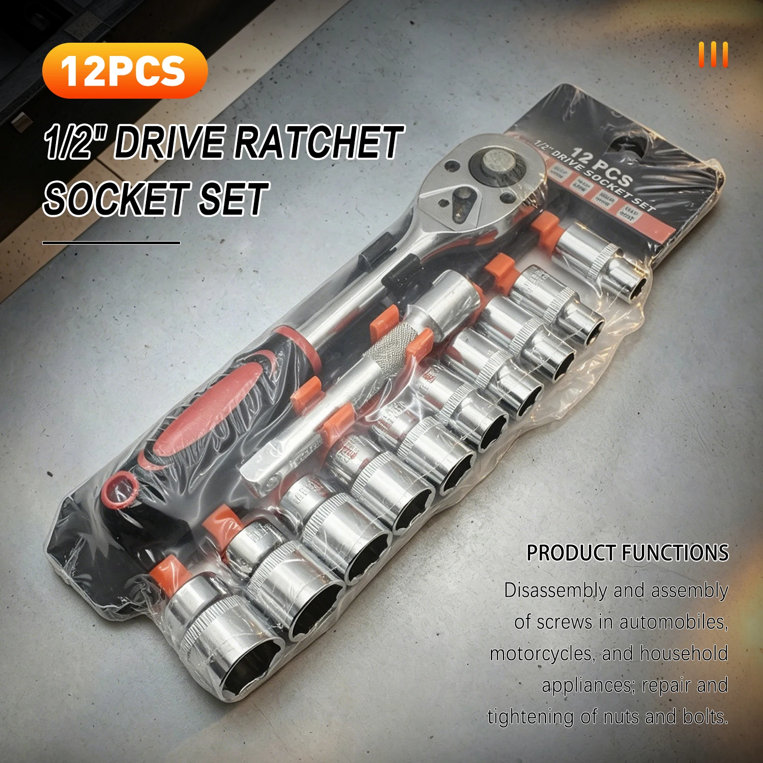 12Pcs 1/2" Drive Chrome Plated Ratchet Socket Wrench Set Short Spanner Hand Tool Kit for Car Motorcycle Bicycle&Household Repair
12Pcs 1/2" Drive Chrome Plated Ratchet Socket Wrench Set Short Spanner Hand Tool Kit for Car Motorcycle Bicycle&Household Repair
