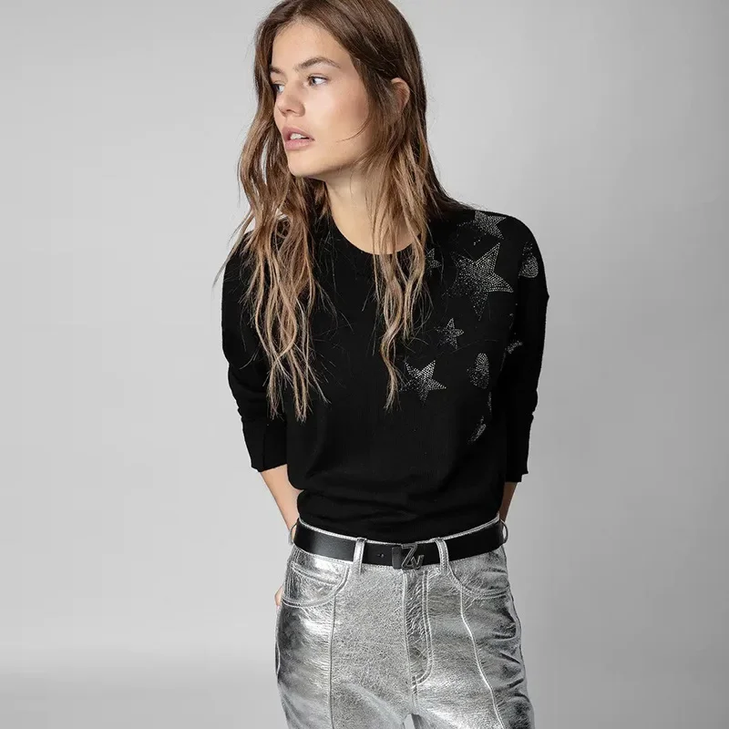 New French Niche ZV Star Heart Hot Diamond Black 100 Cashmere Sweater Women's Sweater
New French Niche ZV Star Heart Hot Diamond Black 100 Cashmere Sweater Women's Sweater