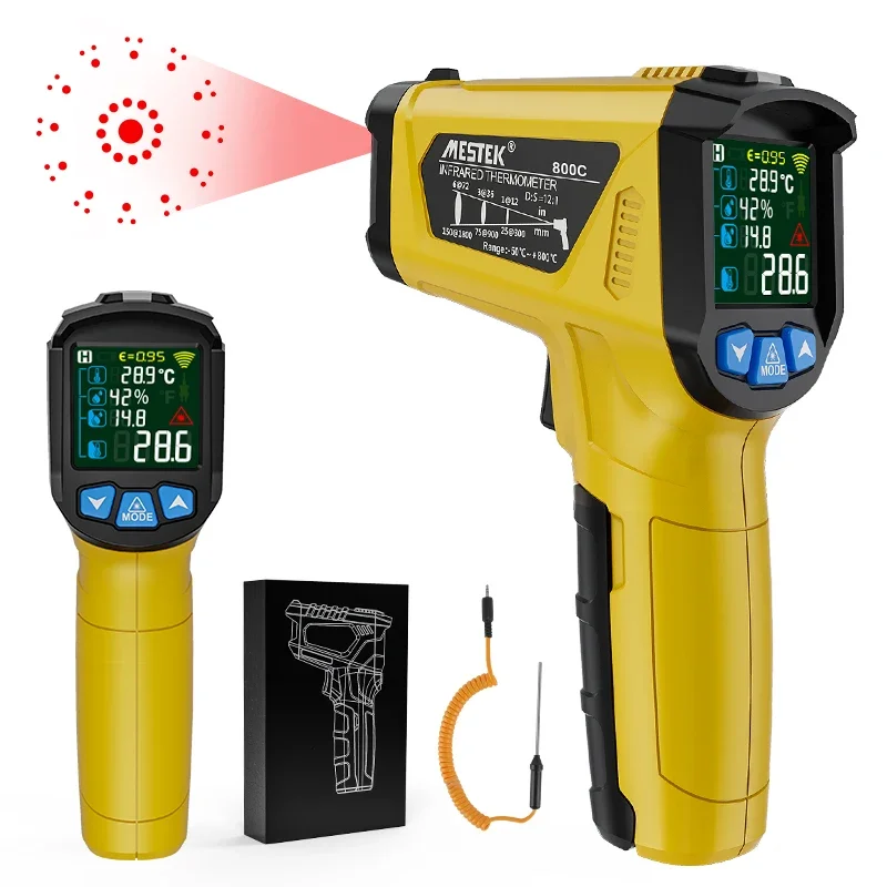 Mestek High Temperature Meter Infrared Thermometer Laser Digital Thermometer termometro Pyrometer Humidity Temperature Sensor
Mestek High Temperature Meter Infrared Thermometer Laser Digital Thermometer termometro Pyrometer Humidity Temperature Sensor