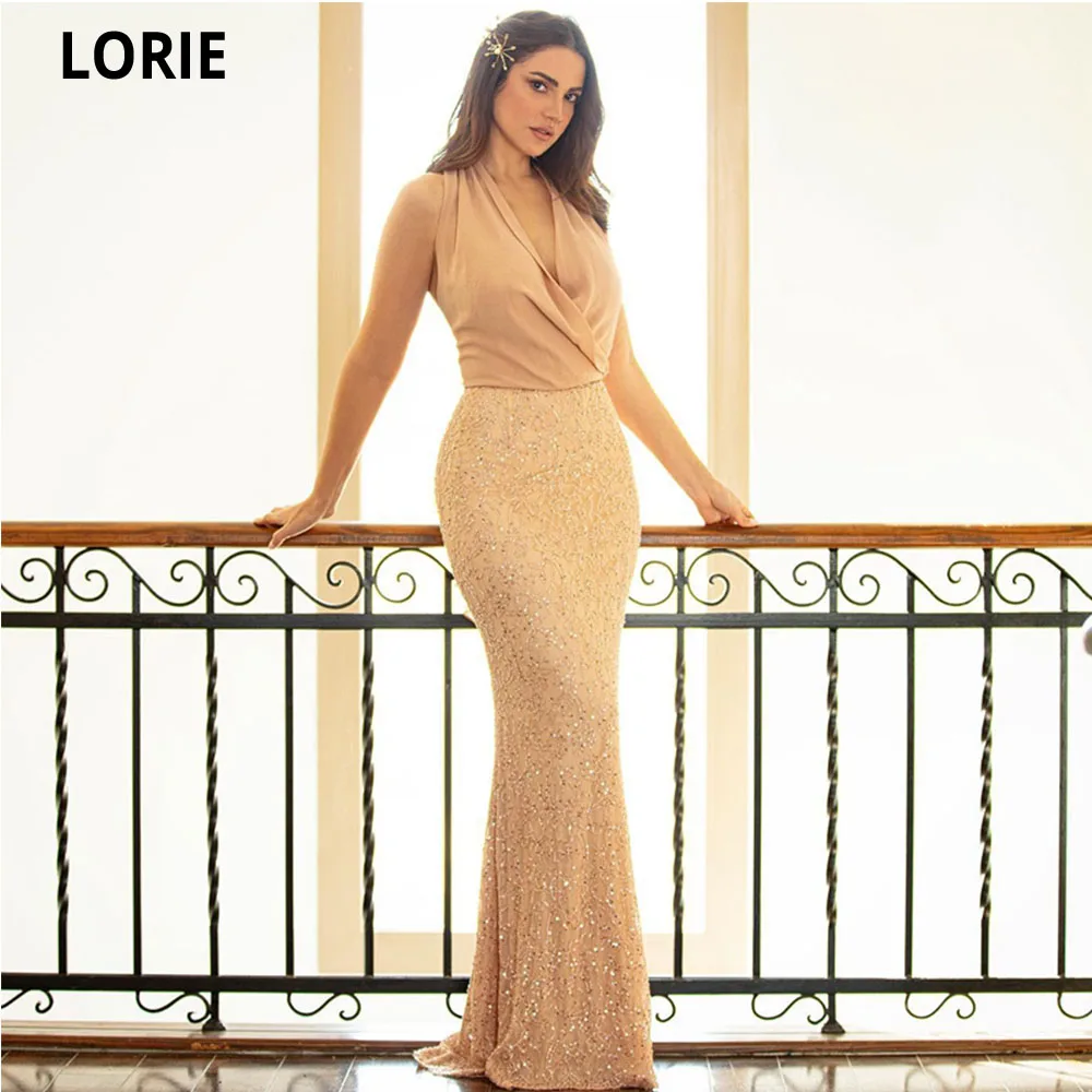 LORIE New Arrival Champagne Mermaid Prom Dresses V-neck Halter Full Length Formal Women Gown Long Party Dress Vestidos De Fiesta
LORIE New Arrival Champagne Mermaid Prom Dresses V-neck Halter Full Length Formal Women Gown Long Party Dress Vestidos De Fiesta