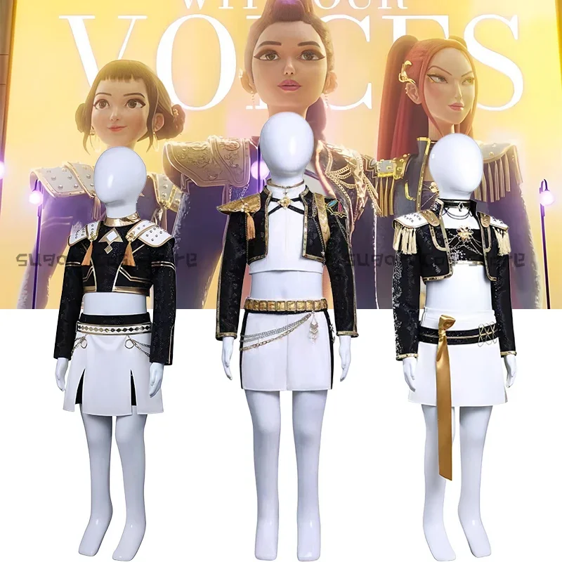 Детский размер, черный, золотой костюм для выступлений, охотники на демонов, охотница, Руми, Зои, Мира, карнавальный костюм, парик для девочек, вечерние на Хэллоуин
Детский размер, черный, золотой костюм для выступлений, охотники на демонов, охотница, Руми, Зои, Мира, карнавальный костюм, парик для девочек, вечерние на Хэллоуин