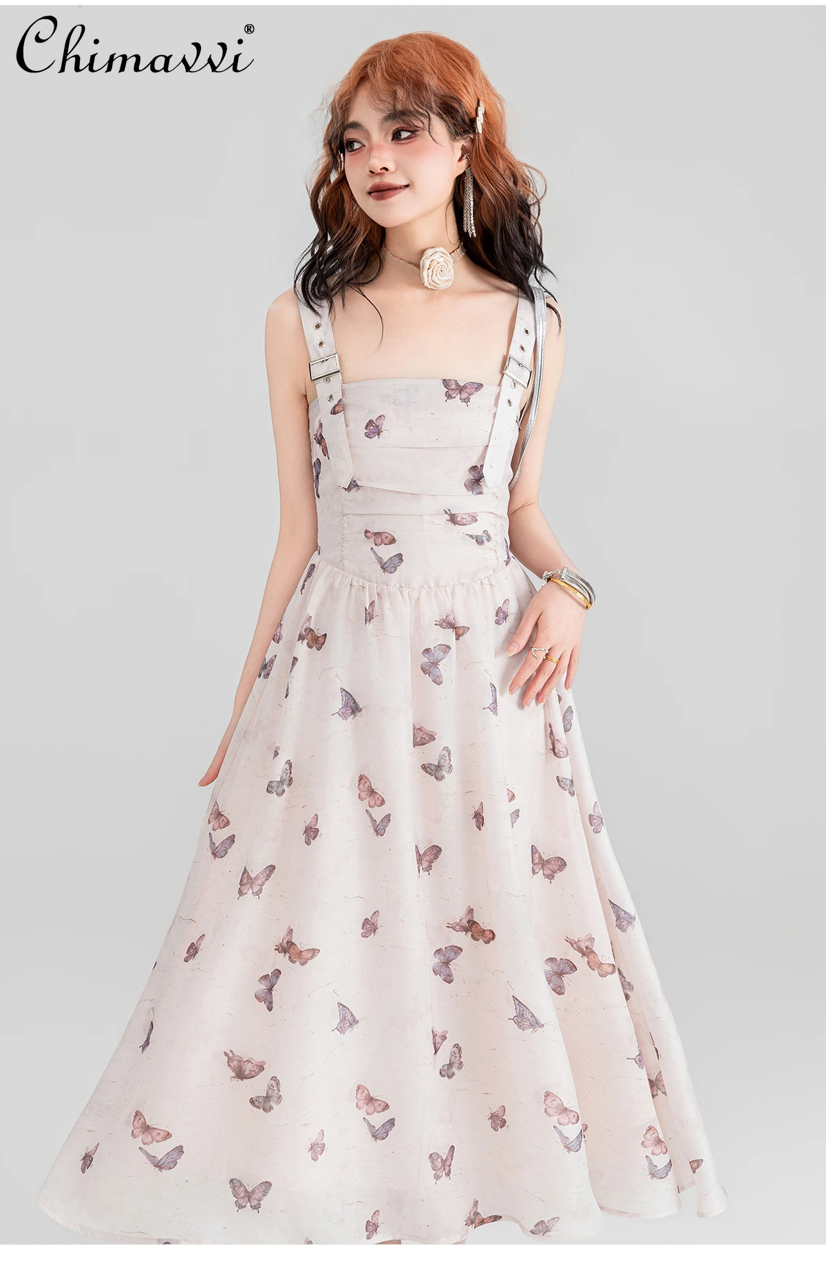 French Lazy Vacation Style Sweet Adjustable Sling Dress Female 2024 Summer Butterfly Print Sexy Backless High Waist A-line Dress
French Lazy Vacation Style Sweet Adjustable Sling Dress Female 2024 Summer Butterfly Print Sexy Backless High Waist A-line Dress