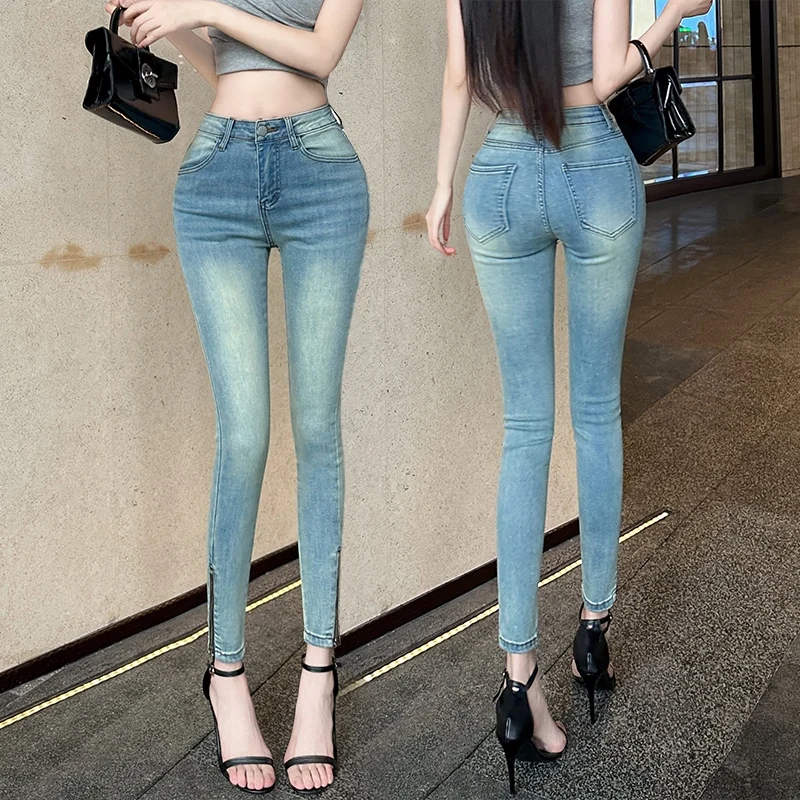 Эластичные джинсы с высокой талией, прямые, длиной до щиколотки, из синего денима, женские, модные, на весну, лето, осень, зиму
Эластичные джинсы с высокой талией, прямые, длиной до щиколотки, из синего денима, женские, модные, на весну, лето, осень, зиму