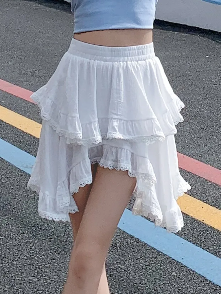 ZHISILAO New Irregular White Party Skirt Women Elegant Lace A-line Skirt Summer 2024
ZHISILAO New Irregular White Party Skirt Women Elegant Lace A-line Skirt Summer 2024