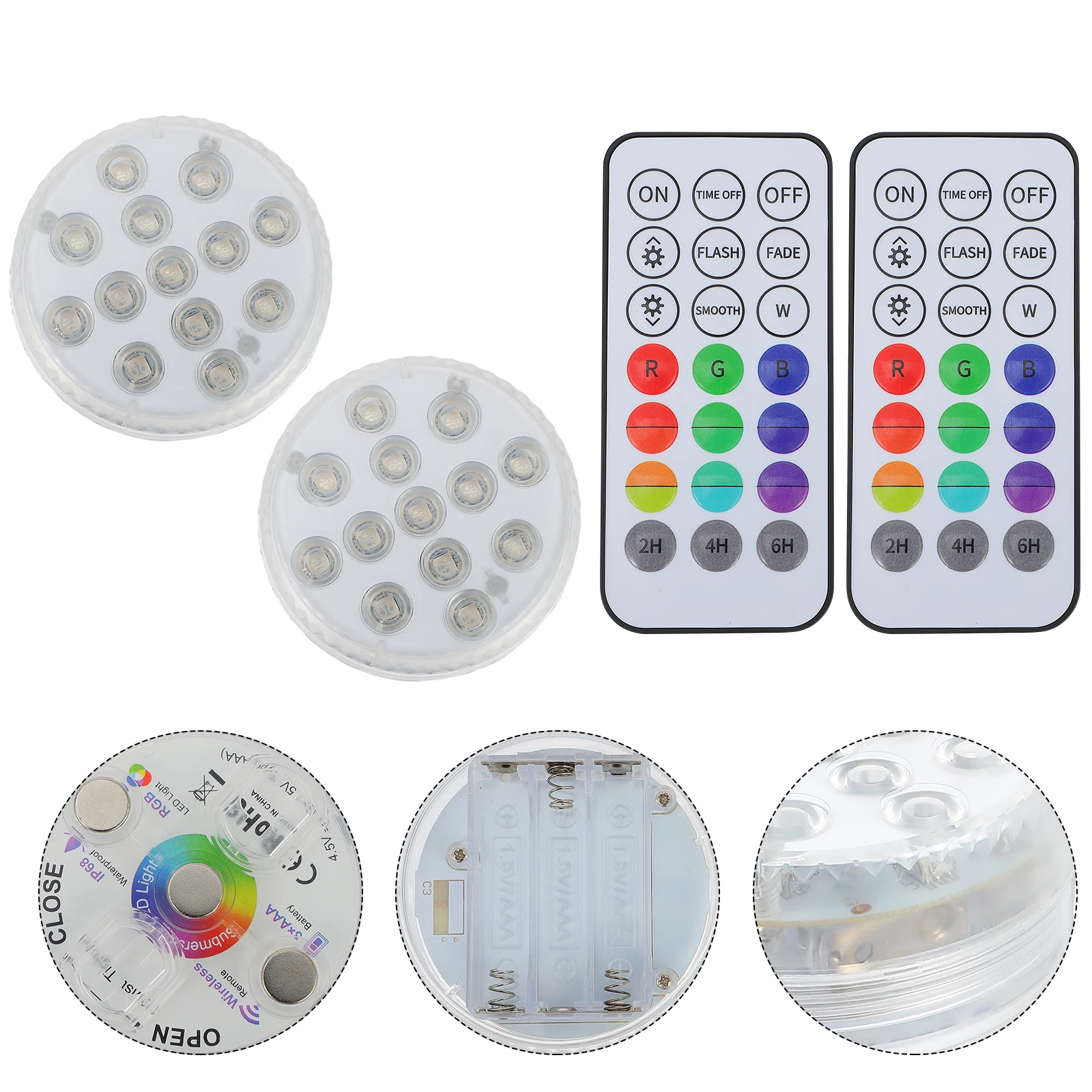 Remote Control Diving Light 2 Sets Pool Submersible Lamp Waterproof RGB LED Decorative Underwater L Light for Pond Vase
Remote Control Diving Light 2 Sets Pool Submersible Lamp Waterproof RGB LED Decorative Underwater L Light for Pond Vase
