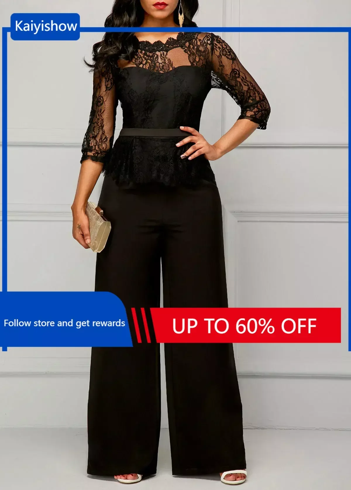 Black Elegant Lace Long Sleeve Women Jumpsuits Office Lady High Waist Pocket Solid Color Wide Leg Pants Spring Summer New
Black Elegant Lace Long Sleeve Women Jumpsuits Office Lady High Waist Pocket Solid Color Wide Leg Pants Spring Summer New
