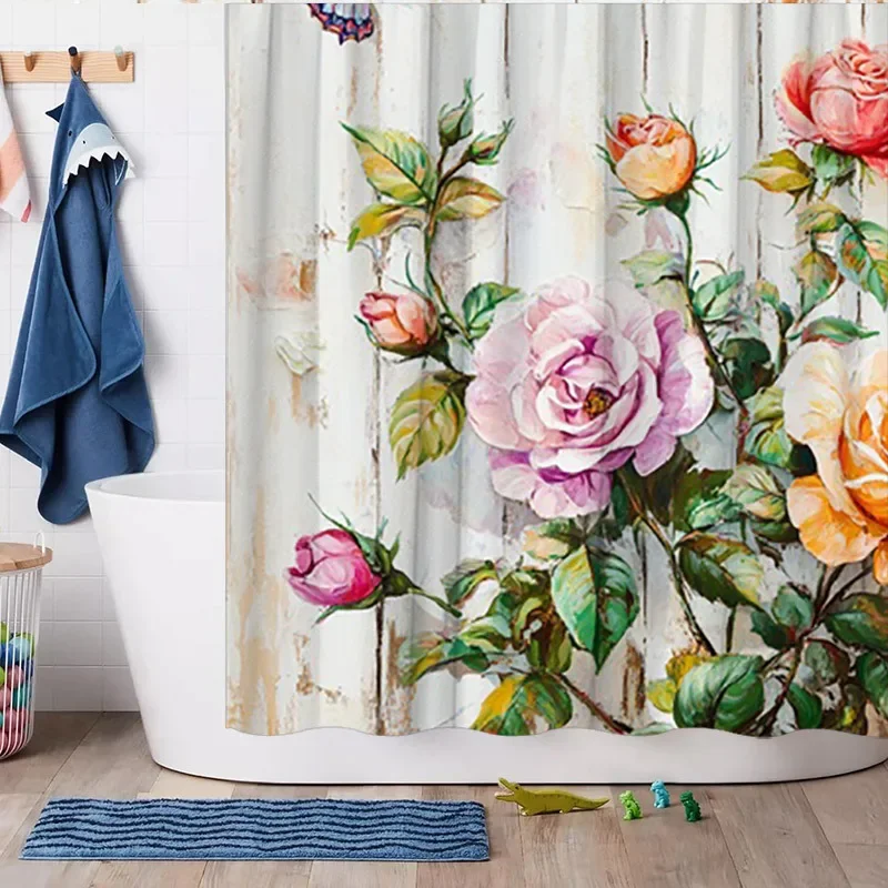 Roses & Butterflies Shower Curtain - Rustic Wood Background, Soft Pink Flowers, Polyester, 12 Hooks, 70.8x70.8 Inches, Washable
Roses & Butterflies Shower Curtain - Rustic Wood Background, Soft Pink Flowers, Polyester, 12 Hooks, 70.8x70.8 Inches, Washable