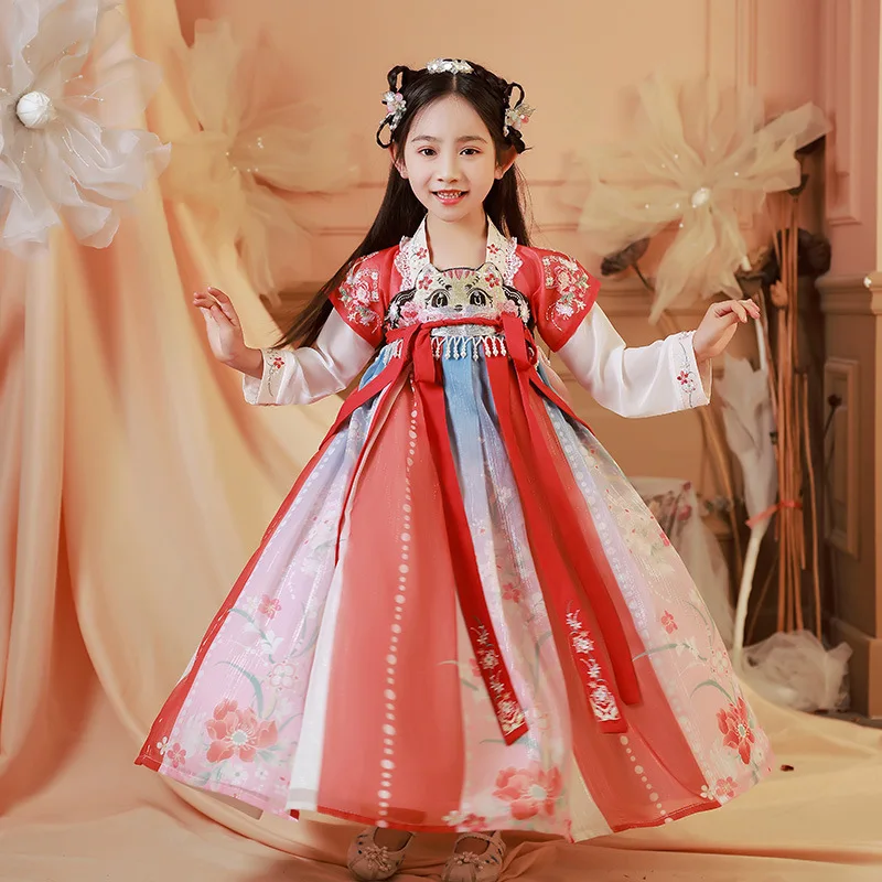Spring Summer Girls Chinese Lovely Hanfu Long Sleeve Kids Perform Costumes Children Traditional Photography Tang Suit
Spring Summer Girls Chinese Lovely Hanfu Long Sleeve Kids Perform Costumes Children Traditional Photography Tang Suit