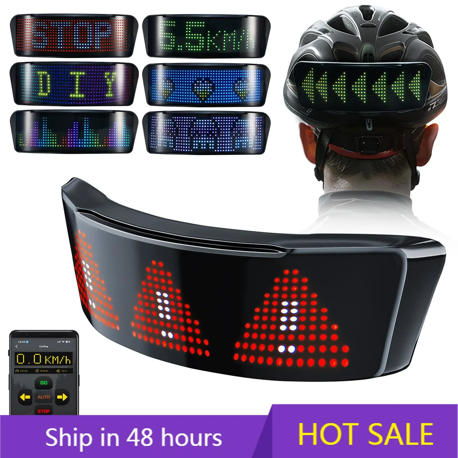 POWER LEAP Helmet LED Lights Rechargeable Waterproof Programmable Text Patterns Animation Speed Display Lights, Smart Phone APP