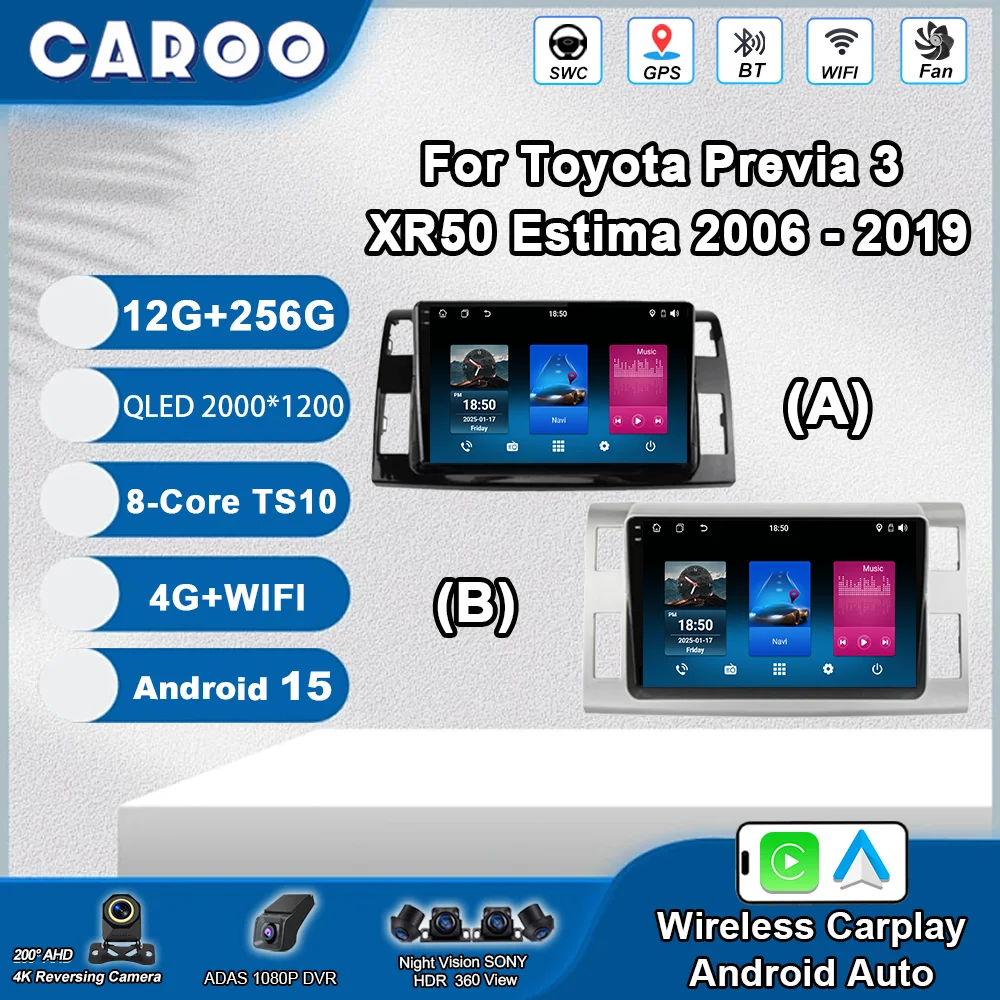 Android 15 Carplay For Toyota Previa 3 XR50 Estima 2006 2017 2018 2019 Auto Radio Stereo GPS Navigation Multimidia Player WIFI
Android 15 Carplay For Toyota Previa 3 XR50 Estima 2006 2017 2018 2019 Auto Radio Stereo GPS Navigation Multimidia Player WIFI