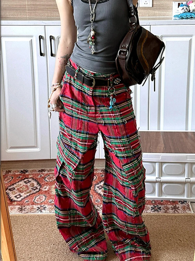 American style retro red checkered cargo casual pants women autumn 2025 design sense brushed heavy industry wide leg pants
American style retro red checkered cargo casual pants women autumn 2025 design sense brushed heavy industry wide leg pants