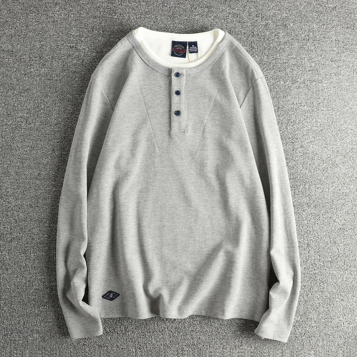 260gsm Waffle Contrast Color Blocking Retro Style Henley Neck Long Sleeve Men's T-Shirt - 2025 Autumn Rebellious Chic Tees Tops 
260gsm Waffle Contrast Color Blocking Retro Style Henley Neck Long Sleeve Men's T-Shirt - 2025 Autumn Rebellious Chic Tees Tops