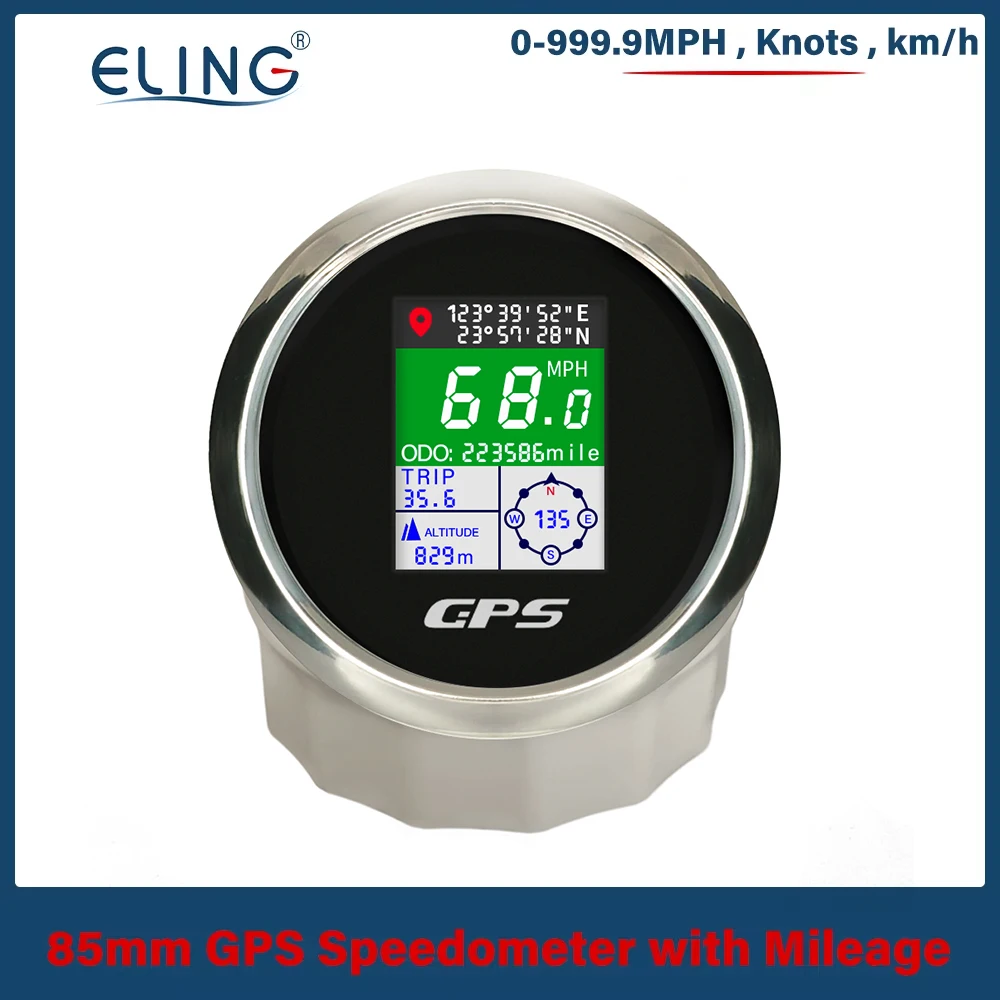 ELING 52mm 85mm Digital GPS Speedometer ODO with Longitude Latitude Altitude with Adjustable MPH Knots km/h 9-32V for Car RV
ELING 52mm 85mm Digital GPS Speedometer ODO with Longitude Latitude Altitude with Adjustable MPH Knots km/h 9-32V for Car RV