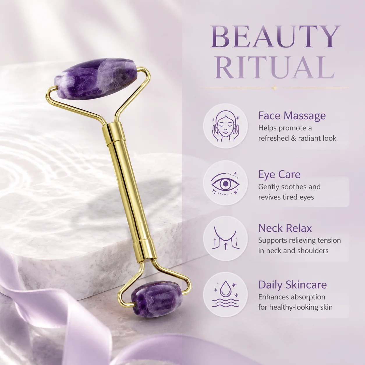 Amethyst Natural Jade Facial Gouache Massager Jade Roller Gua Sha Set SPA Acupuncture Scraping Crystal Gouache Scraper For Face
Amethyst Natural Jade Facial Gouache Massager Jade Roller Gua Sha Set SPA Acupuncture Scraping Crystal Gouache Scraper For Face