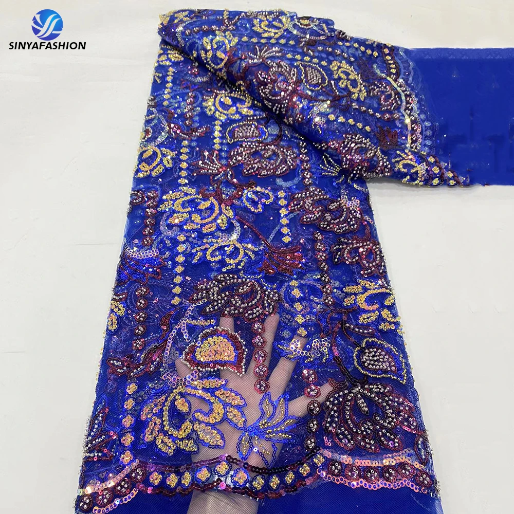 Sinya Luxury Beaded Lace Fabric High Quality Royal Blue African Nigerian Sequins Embroidery French Tulle Lace For Women Dress
Sinya Luxury Beaded Lace Fabric High Quality Royal Blue African Nigerian Sequins Embroidery French Tulle Lace For Women Dress