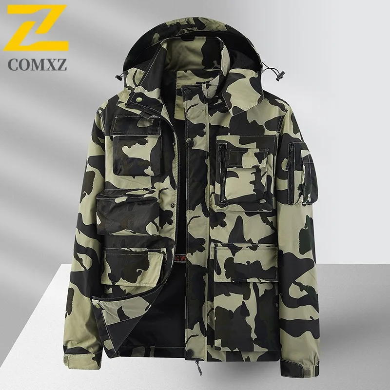 2025 COMXZ Men Outdoor Loose Fit Workwear Jacket Spring Autumn Multi Pocket Camouflage Casual Coat Waterproof Hooded Windbreaker
2025 COMXZ Men Outdoor Loose Fit Workwear Jacket Spring Autumn Multi Pocket Camouflage Casual Coat Waterproof Hooded Windbreaker