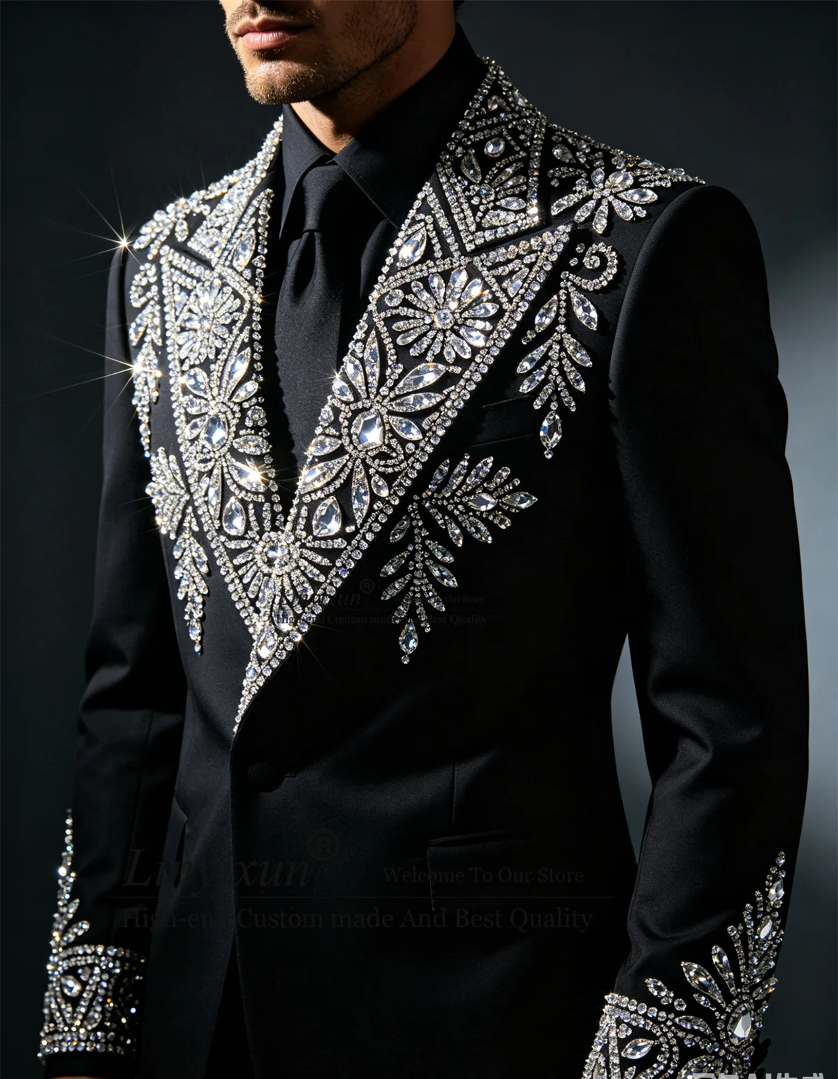 Sparkly Diamond Crystal Men Suit Customized Groom Party Male Blazers Fashion Slim Costume Homme 2 Piece Sets Wedding Man Clothes
Sparkly Diamond Crystal Men Suit Customized Groom Party Male Blazers Fashion Slim Costume Homme 2 Piece Sets Wedding Man Clothes