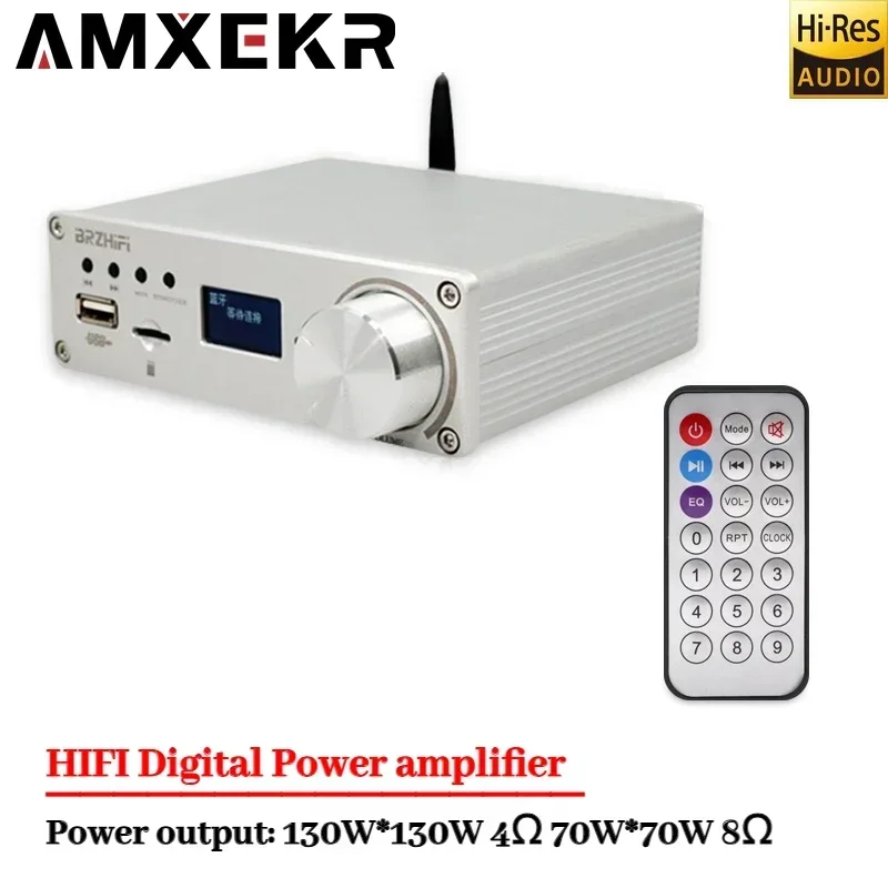 AMXEKR HIFI Digital Power Amplifier with Remote Control APP Control Bluetooth 5.0 USB Disk/TF Card Playback 130W Audio Amplifier
AMXEKR HIFI Digital Power Amplifier with Remote Control APP Control Bluetooth 5.0 USB Disk/TF Card Playback 130W Audio Amplifier