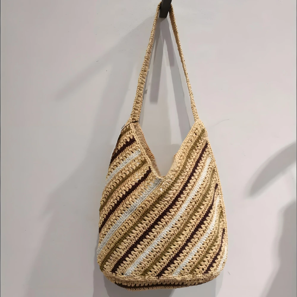 Bohemia Triangle Stripe Raffia Grass Woven Contrast Color Shoulder Bag,Women Beach Straw Handbag,Summer Commute Vacation Purse
Bohemia Triangle Stripe Raffia Grass Woven Contrast Color Shoulder Bag,Women Beach Straw Handbag,Summer Commute Vacation Purse