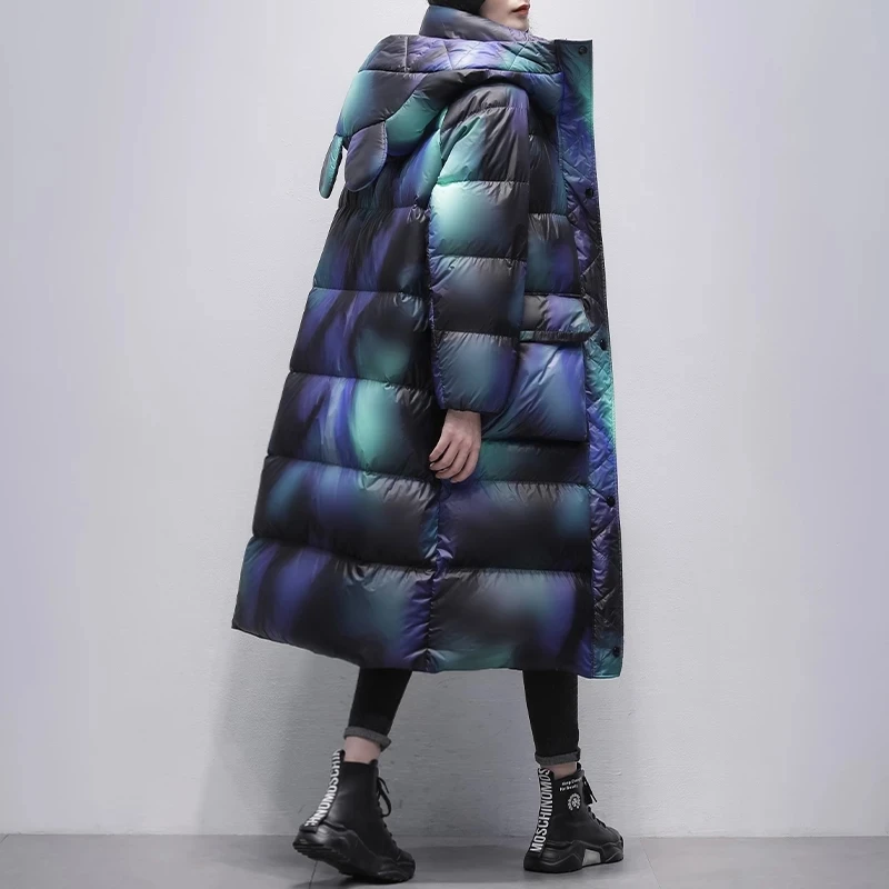Women 2023 Winter New Gradient White Duck Down Snow Jackets Female Long Hooded Down Coats Ladies Loose Thick Warm Overcoat Parka
Women 2023 Winter New Gradient White Duck Down Snow Jackets Female Long Hooded Down Coats Ladies Loose Thick Warm Overcoat Parka