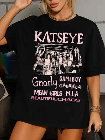 Camiseta Retro Katseye Beautiful Chaos, camiseta Kpop, regalo para mujer, hombre, camisa de manga corta con gráfico de gran tamaño, camisetas Unisex para hombres y mujeres