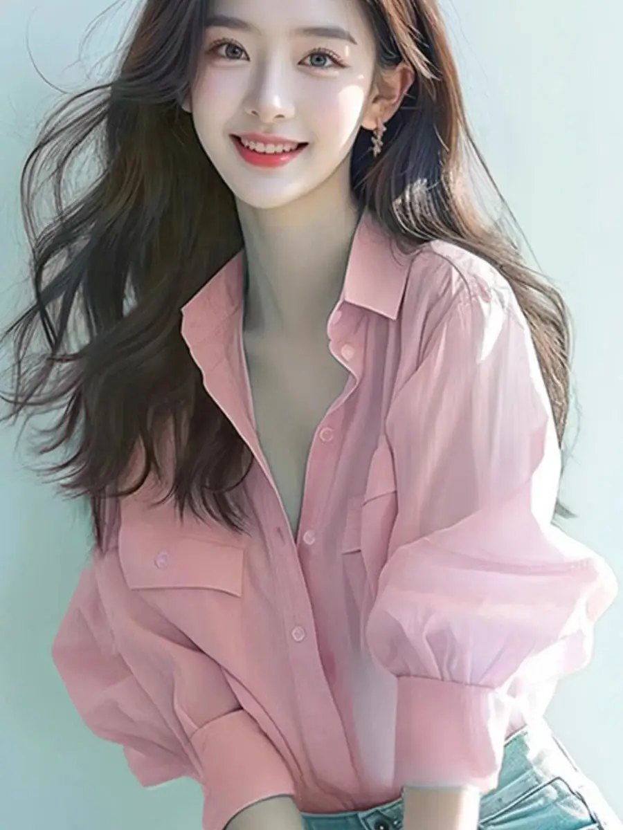 Модная женская повседневная рубашка с воротником и защитой от солнца, корейская версия, летняя новинка, элегантная рубашка с длинным рукавом
Модная женская повседневная рубашка с воротником и защитой от солнца, корейская версия, летняя новинка, элегантная рубашка с длинным рукавом