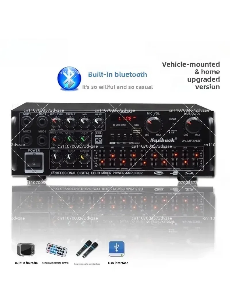 600W Bluetooth Wireless KTV Audio Power Amplifier with EQ Equalizer Dual-purpose 12V220V Household Stereo Sound System
600W Bluetooth Wireless KTV Audio Power Amplifier with EQ Equalizer Dual-purpose 12V220V Household Stereo Sound System